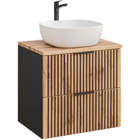 Ensemble meuble vasque à poser - 60 cm - Sylve Black Wotan - Livraison gratuite