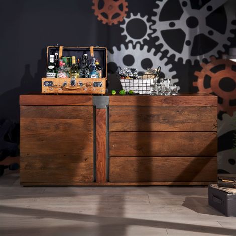credenza in legno di Mango 160x45x75 marrone laccato AMSTERDAM 10 (1/4)