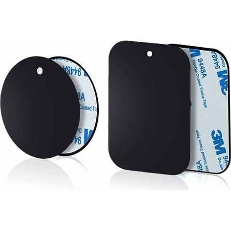 Lot de 4 plaques métalliques Fines pour Support (2 Rondes et 2 rectangulaires) magnétique pour téléphone de Voiture (1/4)