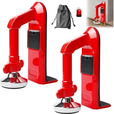 Lot de 2 butées de porte avec alarme – Verrou de porte portable – Protection anti-effraction – Dispositif de sécurité pour la maison, l'hôtel, les voyages et la protection personnelle – Butée de porte (1/5)
