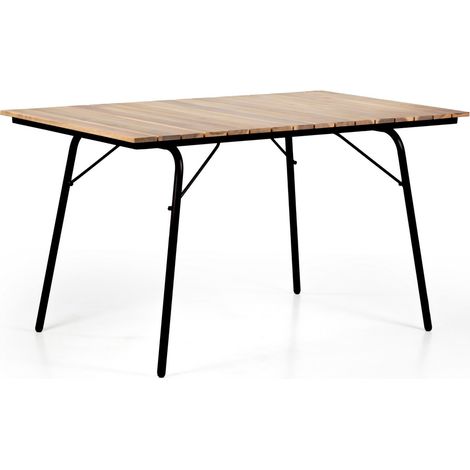 Tavolo da esterno con gambe metallo e top in legno 140x80cm - Santorini (1/5)