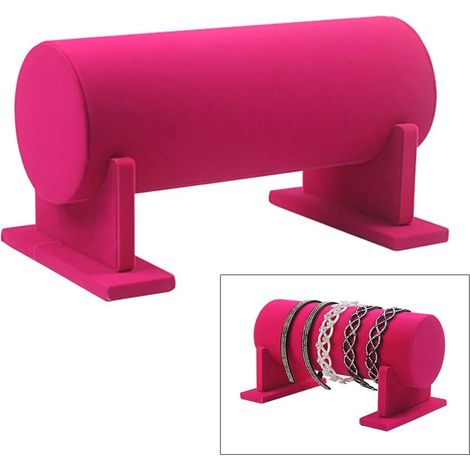 Soporte de presentación suave para lazos de pelo, bandas de pelo, sujetador de horquillas, soporte de presentación con pie T extraíble para cadenas, pulseras, collares, almacenamiento para escaparate (1/5)