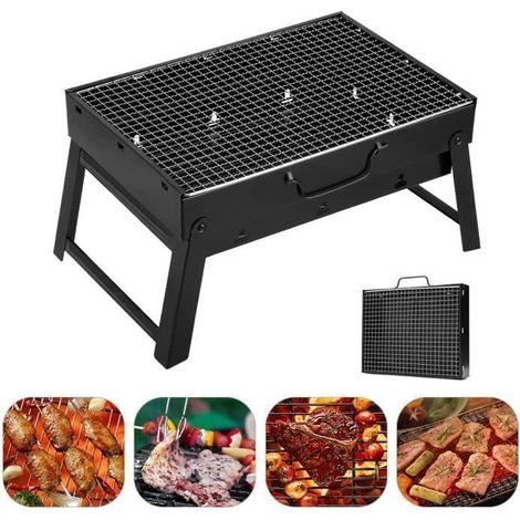 Barbecue Portable Pliable Petit Barbecue à Charbon de Table en Acier Inox Barbecue de Jardin extérieur Camping pour 3-5 Personnes (1/4)