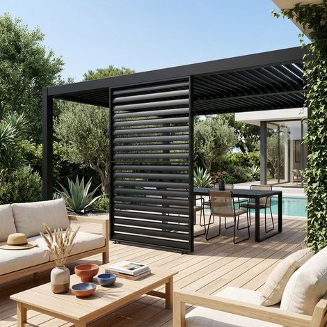 Persienne 130cm pour pergola bioclimatique aluminium anthracite Palace (1/5)