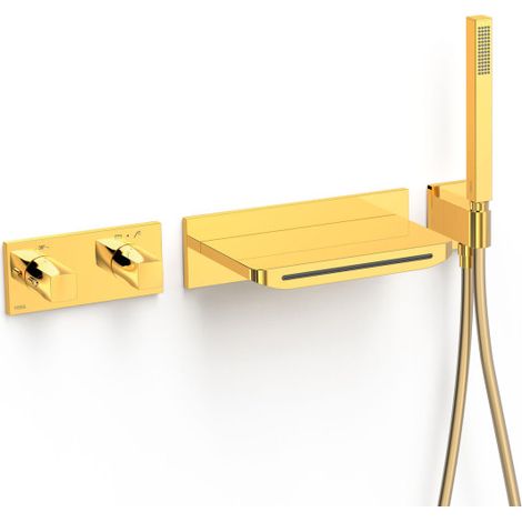 Kit robinet thermostatique encastré à 2 voies B-system pour douche Or 24K - TRES 30725207OR