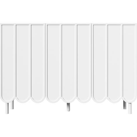 Credenza moderna bianca con ante ondulate 120x35x80 cm in MDF, senza maniglie, ripiani regolabili (1/5)