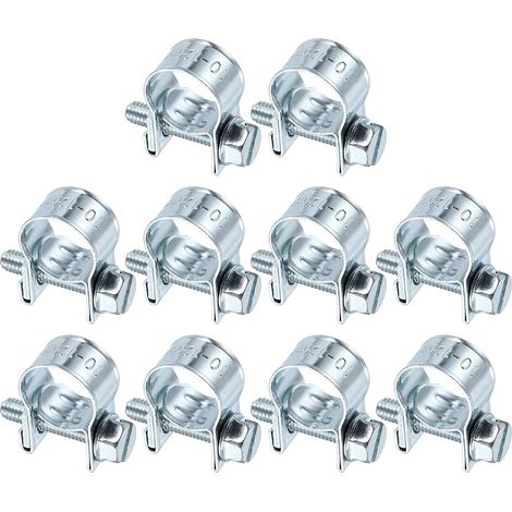 10Pcs Collier De Serrage Pour Injection De Carburant 10-12mm Ajustable En Acier Zingué Mini Collier Pour Tuyau De Gaz Pour Automotive Agriculture Plomberie Diesel Essence Pipe (1/5)