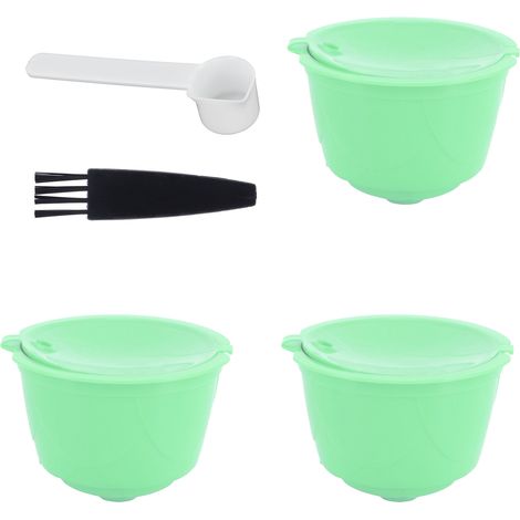 Ensemble de capsules de café, filtre à café en acier inoxydable pour machine à café DOLCE GUSTO (vert, 3 capsules, 1 cuillère, 1 goupillon) (1/5)