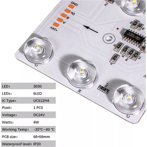Contrôleur de température de couleur (CCT) DMX512 24 V, double température de couleur 2700-6000 K, LED 3030 1 W, IRC élevé, 2 canaux