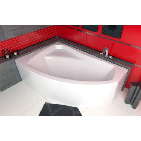 ECOLAM® Badewanne Eckbadewanne 170x110 cm LINKS Acryl Rima weiß  + Schürze Ablaufgarnitur Ablaufgarnitur  Füße Silikon Komplett-Set