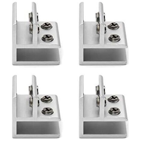 Lot de 4 colliers support pince à verre à 90 degrés , supports de serrage réglables pour verre pour étagère de 8 à 12 mm d'épaisseur