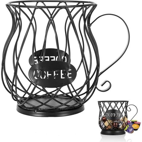 Kaffeekapselhalterkorb (Schwarz), Kaffeekapselständer, Kaffeekapselkorb, Aufbewahrungskorb für Kaffeekapseln