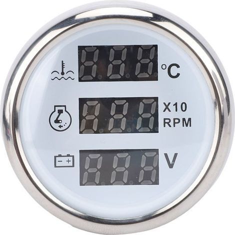 52MM Compteur 3 en 1 – CX6086-Blue – Eau/RPM/Volt – Affichage bleu – pour camping-car, camion, bateau