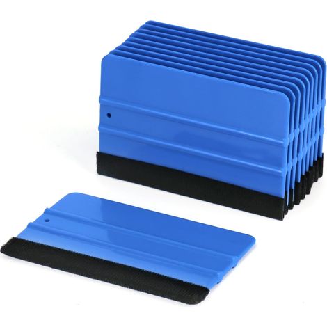 QWORK – Lot de 10 raclettes en vinyle – Raclettes à film avec bord en feutre doux pour habillage voiture, papiers peints, films de fenêtre – 13 x 8 cm (1/4)