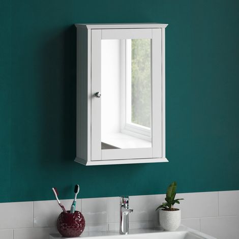 Home Discount® Bagno Armadio Sportello a Specchio da Parete, Colore: Bianco (1/5)