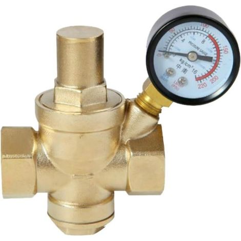 Détendeur en laiton, détendeur réglable, détendeur à piston en laiton, sans manomètre (DN20). (1/3)