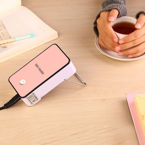 Calefactor portátil, mini calefactor portátil, calefactor de escritorio pequeño, 200 W 220 V, ideal para oficina y dormitorio - Rosa (1/4)