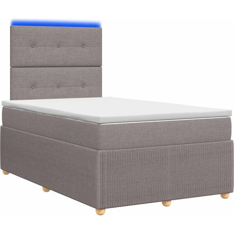 Maison Exclusive - Lit boxspring LED avec matelas Taupe 120 x 200 cm Tissu (1/5)