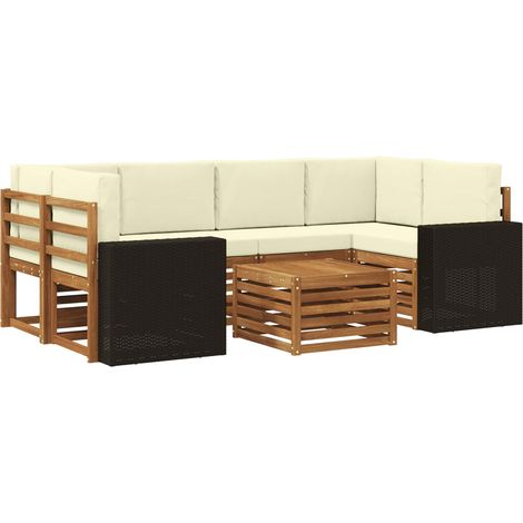 Ensemble de canapés d'extérieur 7 pc Naturel et Crème vidaXL (1/5)