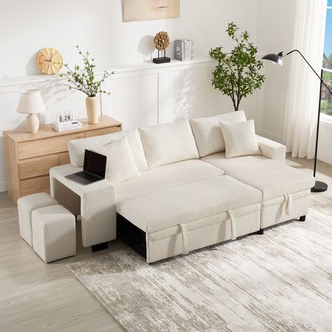 Modulares Sofa aus Samt in Beige 231 x 131.5 x 84 cm HOMAIRE (1/5)