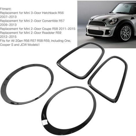 fari anteriori e 2 fari posteriori, cornici protettive per fanali posteriori, finitura nero lucido, ricambio per Mini R56 R57 R58 R59 S JCW 2007-2015 (1/4)