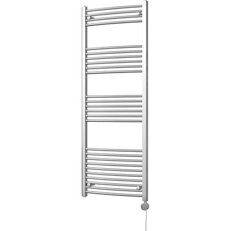 Zennor - Chrome Electric Towel Rail H1600mm x W600mm Curved 500w Thermostatic (1/3)