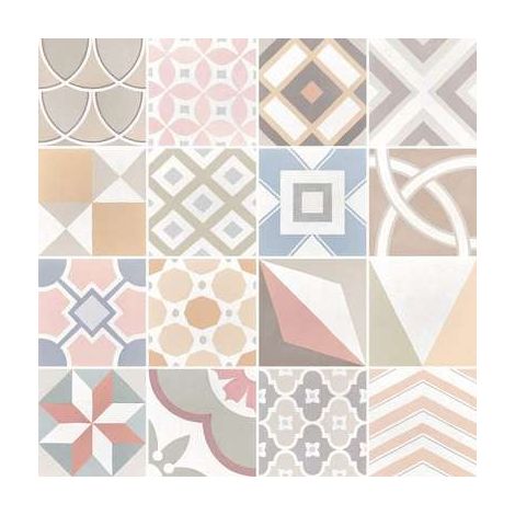 Carrelage sol / mur effet ciment 20x20 cm CAPRICE DECO PATCHWORK PASTEL (vendu par boite de 1m2) (1/3)
