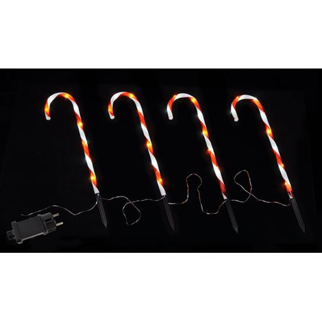 LED Zuckerstangen - 4er Set - beleuchtete Weihnachts Dekoration warm weiss