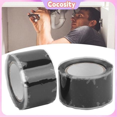 Cocosity Ruban de silicone auto-fusionnant Bandes adhésives isolantes en Silicone auto-fusionnantes, 2 quincaillerie chimique Noir (1/5)