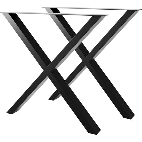 MetaloPro Set de 2 pieds de table en Métal, Pied pour meubles - Pieds en X - 72x70 cm (1/5)