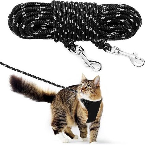 Laisse pour chat - Longue laisse réfléchissante de 4,5 m ou 9 m pour les promenades, l'éducation et les jeux en extérieur - Laisse anti-fugue pour le jardin. Convient également aux chats, chiots, chat (1/5)