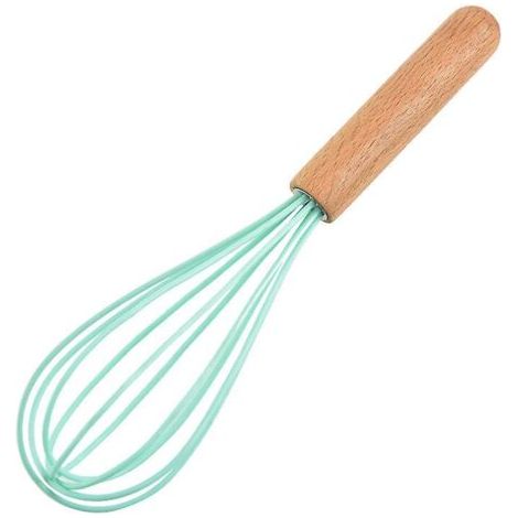 BUNTHAUS Fouet en silicone avec poignée en bois - Tête de fouet avec poignée en bois - Fouet pour pâte à crêpes, œufs et blancs d’œufs, (1/3)