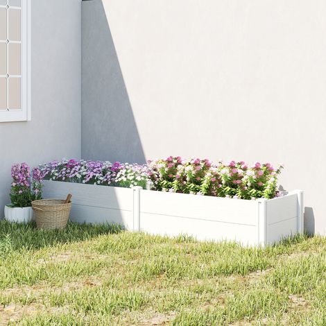 Plate-bande surélevée en plastique plate-bande plantation bouchable cadre froid bricolé - Dimensions: 197x54x33 cm - Couleur: Blanc