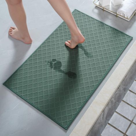 Tapis de sol en terre de diatomées, vert, 4060cm, 1 pièce, tapis absorbant et antidérapant pour l'entrée de la salle de bain/des toilettes.
