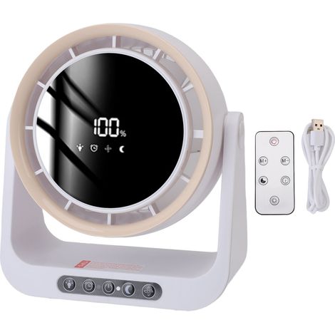 Leiser, klingenloser USB-Tischventilator mit Digitalanzeige und Fernbedienung für Zuhause, Büro und Küche, Weiß/Kaffee