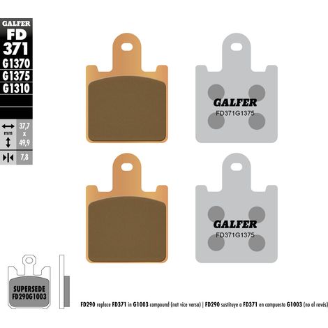 Pastillas de freno Galfer KH417/4 de metal sinterizado (dorado) Sport