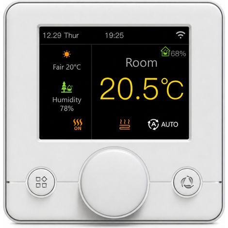 Thermostat Wi-Fi pour chauffage hydraulique avec application Tuya et bouton rotatif, blanc, 3 A, R7C.703 (1/5)