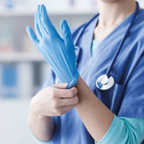 Lot de 2 boites de 100 gants en nitrile jetables - non poudrés - Taille L - Bleu - Vivezen