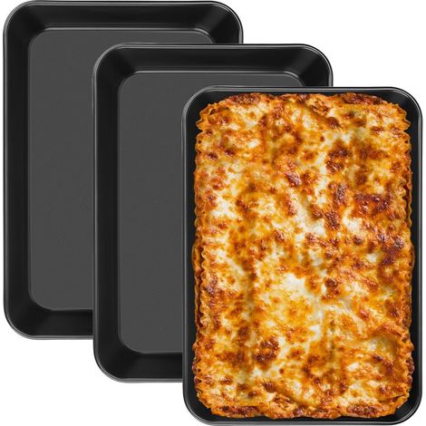 plaques de cuisson - 34 x 24 cm - Noir - Plat à lasagne - Plaque à gâteau - 5 cm de profondeur - acier au carbone - Passe au lave-vaisselle (1/5)