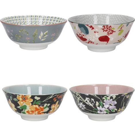 Kitchencraft 4-teiliges Müsli-/Dessertschalen-Set aus Keramik
