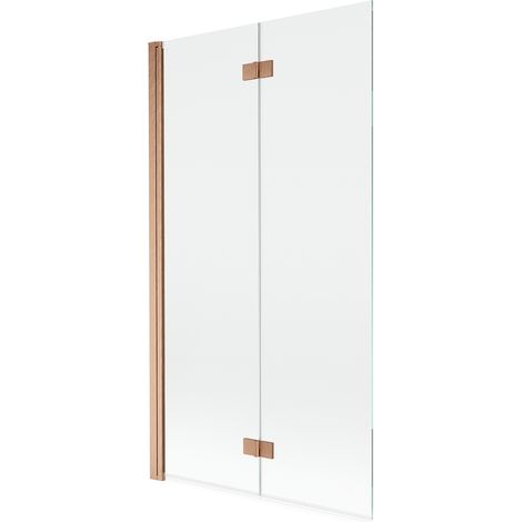 Mexen Mist mampara de ducha de 2 hojas izquierda 100 x 150 cm, transparente, cobre cepillado - 8A9-100-002-65-00-L (1/5)