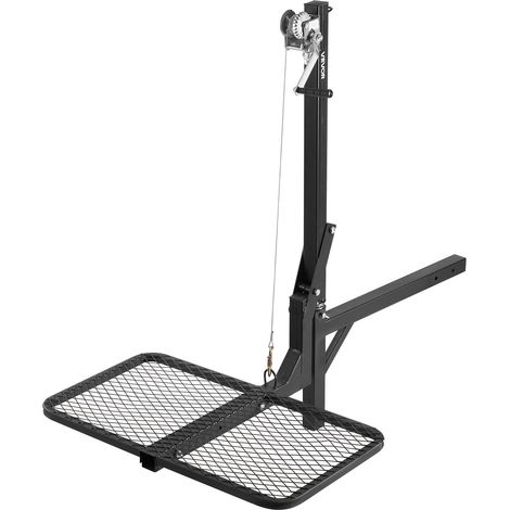Palan à Cerfs à Plateforme Pliable, Capacité de Charge 136 kg, avec Treuil à Manivelle, Récepteur 5 cm, Arbre Pivotant 360°, pour Chasse en Plein Air, Transport à la Ferme, Levage Charge Lourde (1/5)