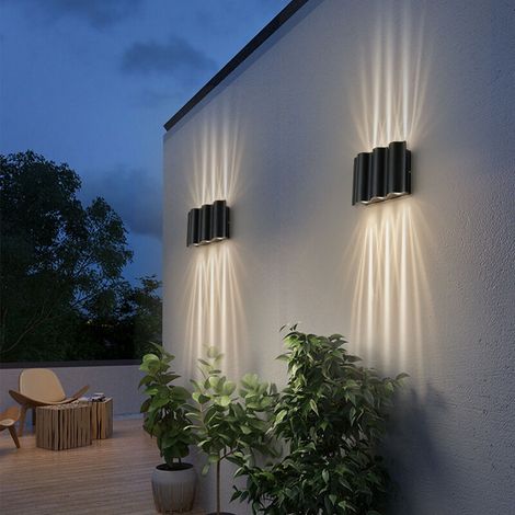 2 Pièces LED Applique Murale Extérieures Appliques Murales intérieur Luminaire Exterieur Murale avec IP65 Appliques Murale LED Noir, (1/4)
