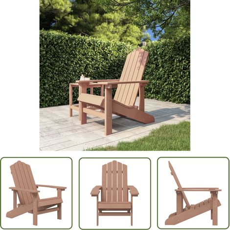 The Living Store Chaise Adirondack de jardin PEHD marron - Chaise Jardin - Fauteuil Jardin - Mobilier Jardin - Chaise Adirondack - Chaise Extérieure (1/5)