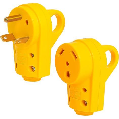 Set mit 125V 30A Wohnmobilsteckdosen – gelber Stecker mit Griff (1/5)