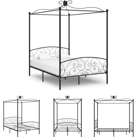 Himmelbett-Gestell Schwarz Metall 120 x 200 cm (1/5)