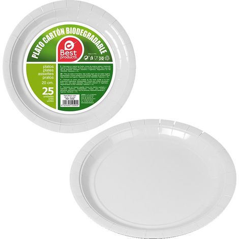 Confezione da 25 Piatti Carta Bianca ø20cm Migliori Prodotti Verde