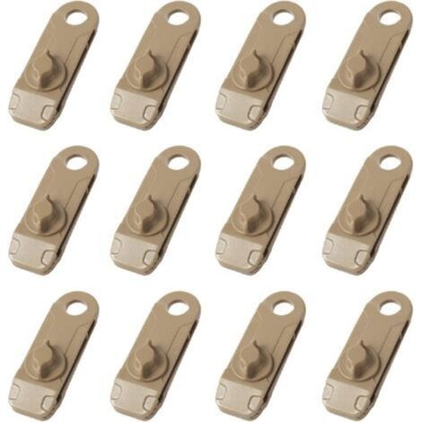 Clips de Bâche 12 Pièces Pince de Sol Clips de Tente en Plastique en Forme de Crocodile pour Camping Auvent Activités de Plein Air (Marron, 8.5x2.6x2.8cm)
