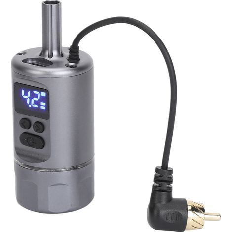 Cartouche de tatouage 3 en 1, poignée d'alimentation avec batterie, interface RCA, alliage d'aluminium, 1600 mAh, argent (1/5)
