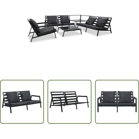 vidaXL Gartenmöbel -  5-tlg. Garten-Lounge-Set mit Auflagen Aluminium Dunkelgrau (1/5)